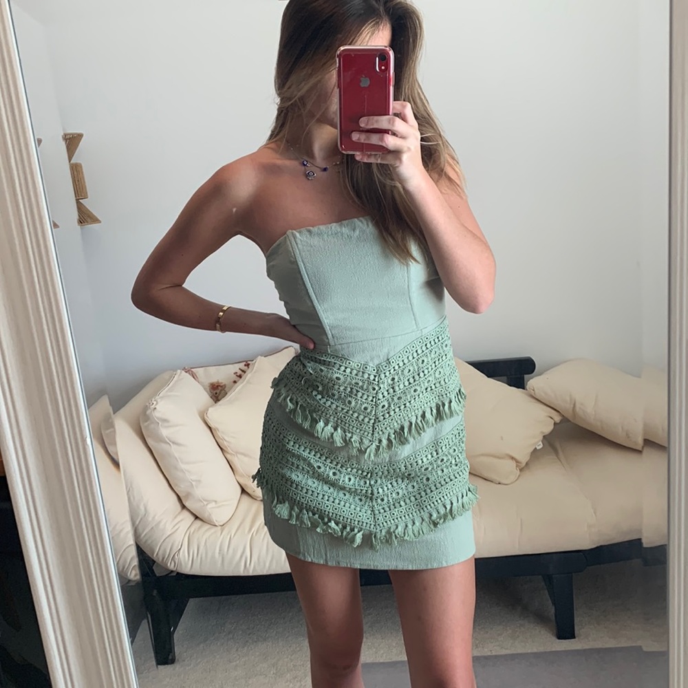 Princess Polly green embroidered mini dress